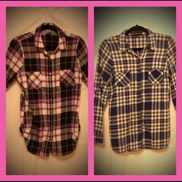 🎁✈️😊Two, Women’s Flannel, Button Front Shirt - Picture 1 of 13